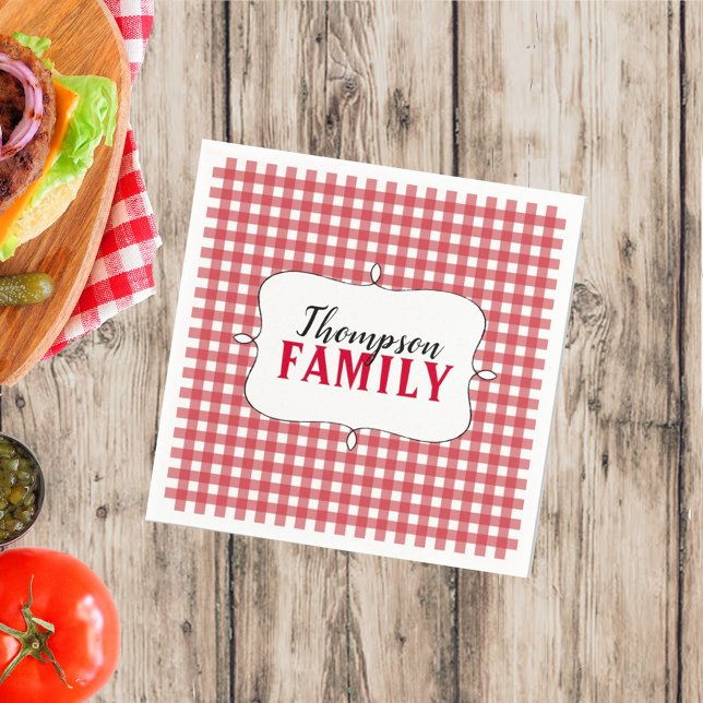 Serviette En Papier Pique-nique simple En vichy Motif Été minimaliste (Créateur téléchargé)