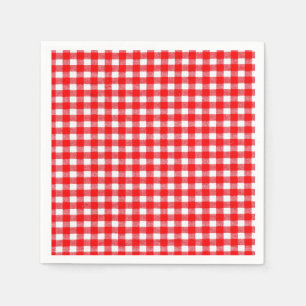 Serviette En Papier pique-nique traditionnel En vichy rouge et blanc