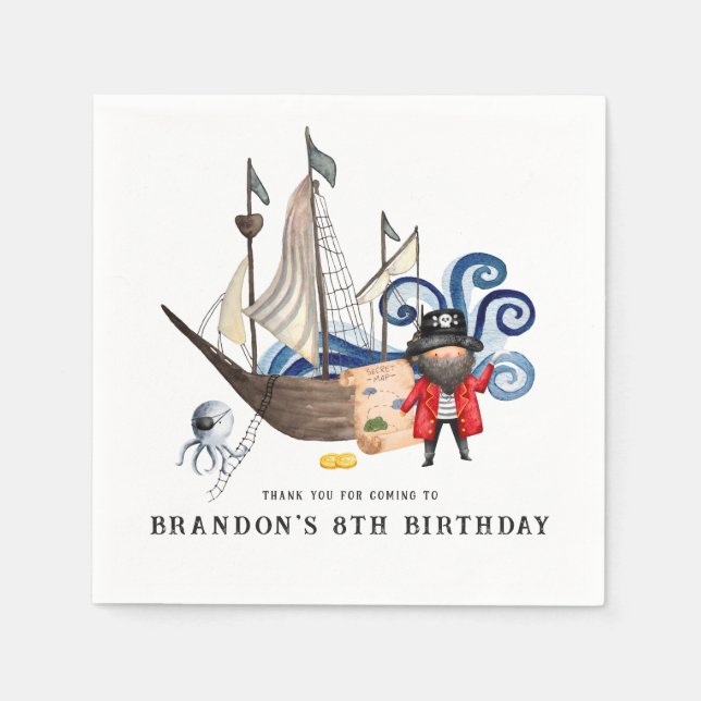 Serviette En Papier Pirate à thème Anniversaire (Devant)