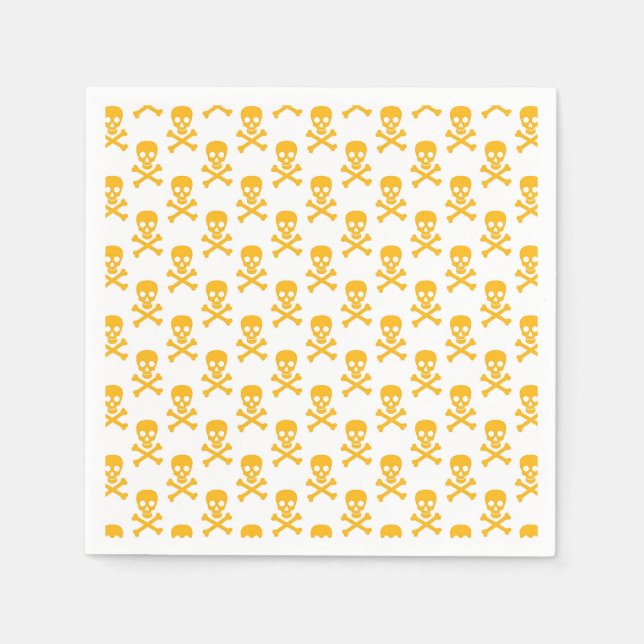 Serviette En Papier Pirate Jaune Crossbones Colorés Enfants Amusants (Devant)