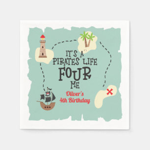 Serviette En Papier Pirate life FOUR me 4e anniversaire