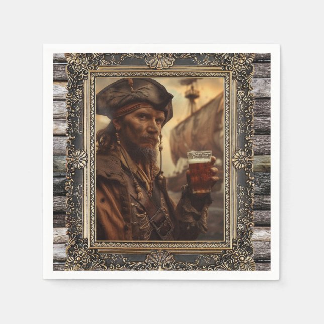 Serviette En Papier Pirate Peinture Homme Grotte Cigar Bar Boisson (Devant)