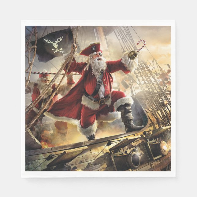 Serviette En Papier Pirate Père Noël (Devant)