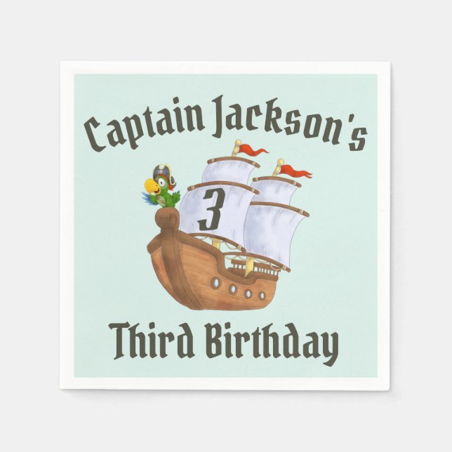 Serviette En Papier Pirate Ship Fête d'anniversaire pour enfants (Devant)