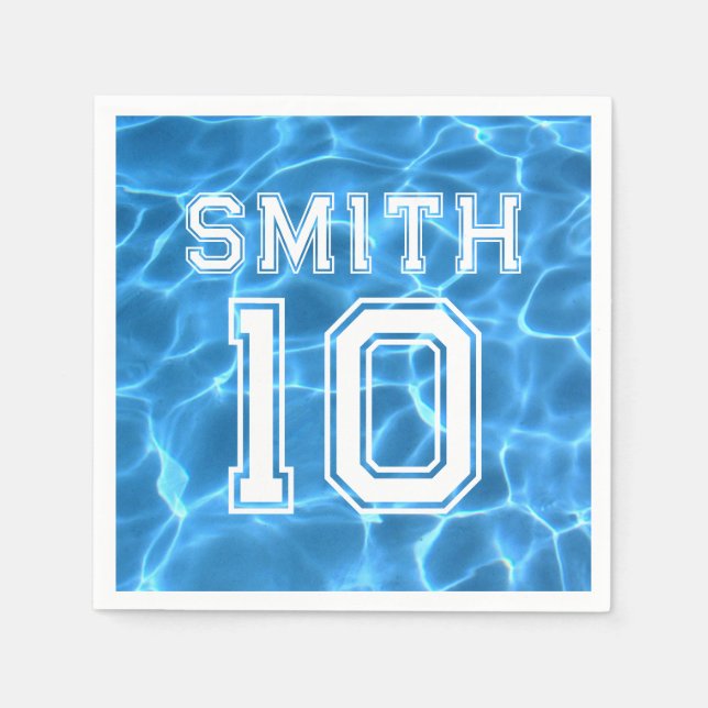 Serviette En Papier Piscine Bleue Sports Thème Anniversaire (Devant)