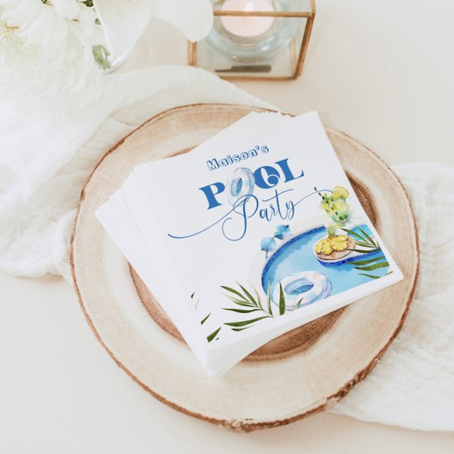 Serviette En Papier piscine cool fête d'anniversaire piscine bleue (Créateur téléchargé)