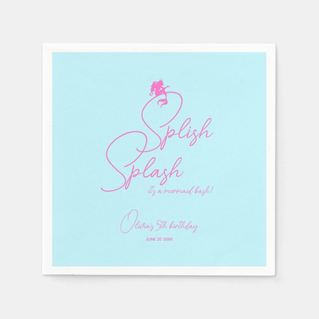 Serviette En Papier Piscine d'été Simple fille Sirène Anniversaire (Devant)