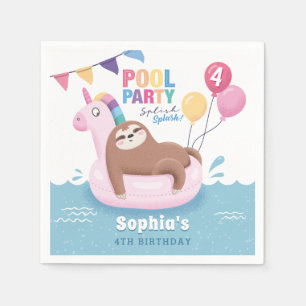 Serviette En Papier Piscine fêtée avec ballons été Anniversaire sieste