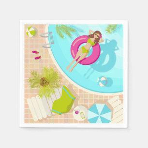 Serviette En Papier Piscine fille en bikini plage d'été