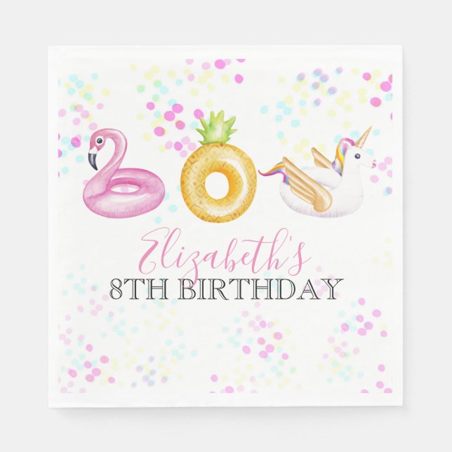 Serviette En Papier Piscine flottante Anniversaire Papier de fête (Devant)