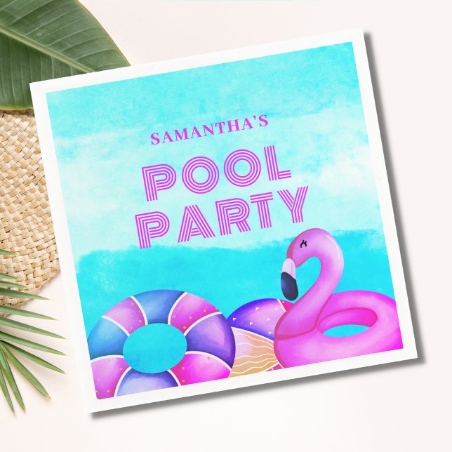 Serviette En Papier Piscine moderne fête Flamant rose rose serviettes (Créateur téléchargé)