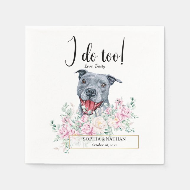 Serviette En Papier Pit Bull Chien Mariage Cocktail Napkins (Devant)