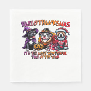 Serviette En Papier Pit Bull Halloween Thanksgiving Noël Classique