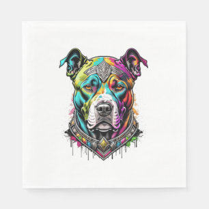 Serviette En Papier pitbull coloré