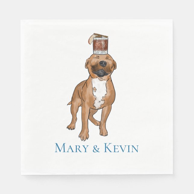 Serviette En Papier Pitbull de serviettes de chien de Mary (Devant)