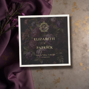 Serviette En Papier Pivoine de crête de dentelle victorienne sombre lu