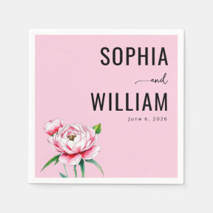 Serviette En Papier Pivoines Aquarelle Rose Romantique