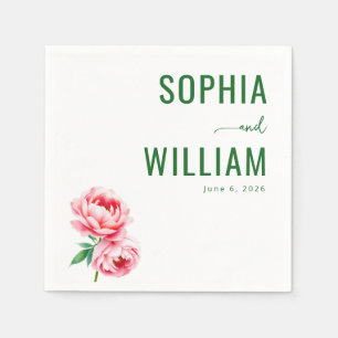 Serviette En Papier Pivoines Florales Roses Sereines