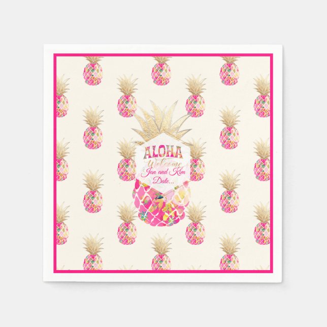 Serviette En Papier PixDezines Aloha Ananas/Rose/do-it-yourself arrièr (Devant)