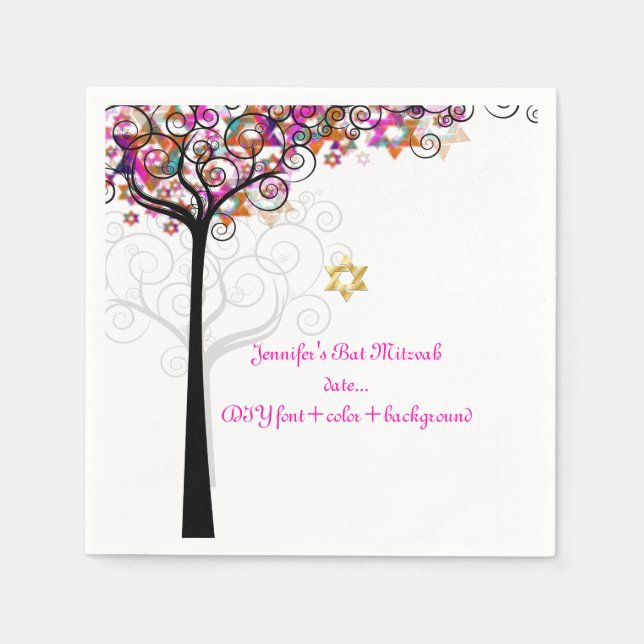 Serviette En Papier PixDezines ARBRE DE VIE/BAT MITZVAH/ROSE (Devant)