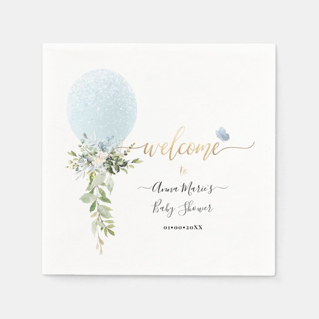 Serviette En Papier PixDezines Blue Parties scintillant Balloon N'impo (Devant)