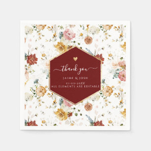 Serviette En Papier PixDezines Boho H2 Fall Garden Fleurs Napkins