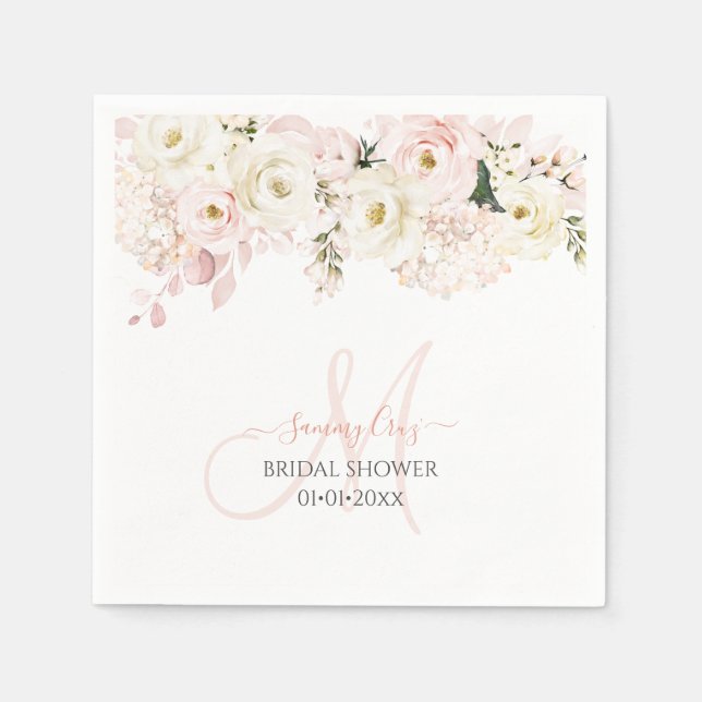 Serviette En Papier PixDezines Élégant Blush Hyde Cream Rose serviette (Devant)