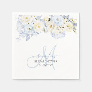 Serviette En Papier PixDezines Elegant Ice Blue Hyde Cream Roses
