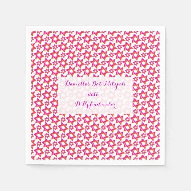 Serviette En Papier PixDezines étoile de david/pink/oj/mitzvah (Devant)