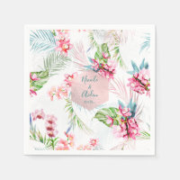 PixDezines Orchidée rose+Palms Mariage tropical