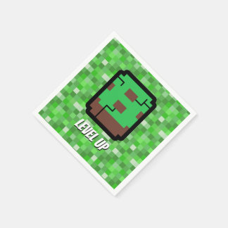 Serviette En Papier Pixelated Gamer Green Building Level Up 8