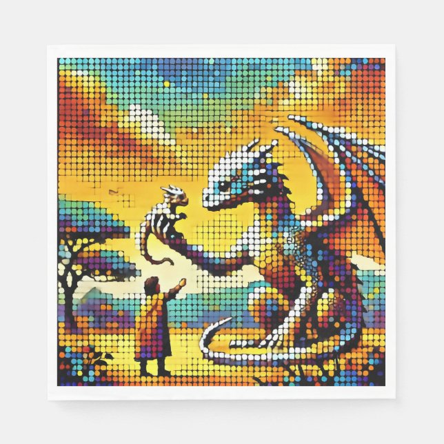 Serviette En Papier pixelated image of a dragon trainer (Devant)