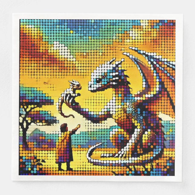 Serviette En Papier pixelated image of a dragon trainer (Devant)