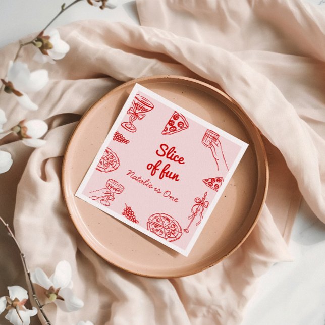 Serviette En Papier Pizza 1ère Main Tirée Slice Of Fun Birthday Party (Créateur téléchargé)