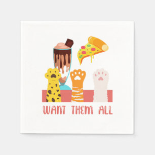 Serviette En Papier Pizza chat Crème glacée Kitten Kitty Animal animal