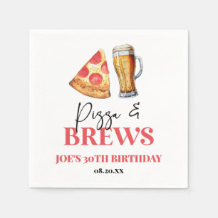 Serviette En Papier Pizza et brasse Bière Verre fête d'anniversaire