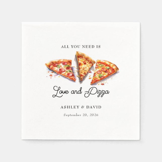 Serviette En Papier Pizza Italienne | Fête de Fiançailles  (Devant)
