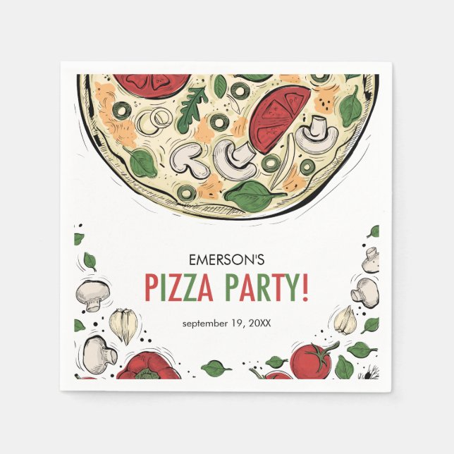 Serviette En Papier Pizza Party Anniversaire Papier Napkin (Devant)