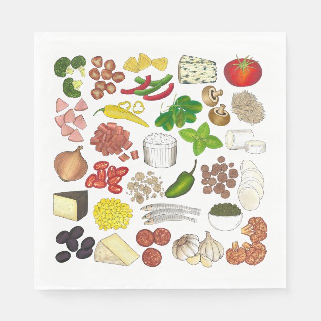 Serviette En Papier Pizza Party Topings Italien Food Pizzeria Pie (Devant)