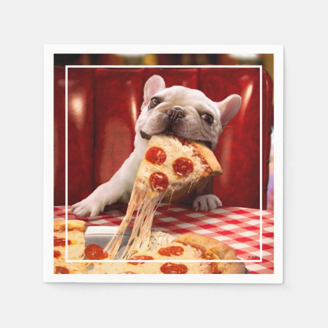 Serviette En Papier Pizza Slice mangeur de chien (Devant)