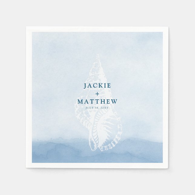 Serviette En Papier Plage Aquarelle Mariage (Devant)