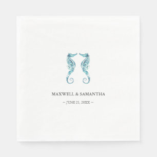 Serviette En Papier Plage côtière simple Chevaux personnalisés