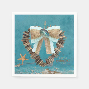Serviette En Papier Plage côtière Thème Driftwood Coeur Saint Valentin