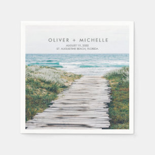 Serviette En Papier Plage de Floride Mariage personnalisé serviettes
