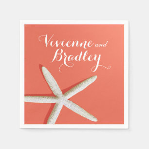 Serviette En Papier Plage de Starfish Fingers   corail