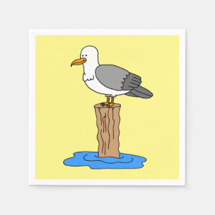 Serviette En Papier Plage d'été de caricature de mouette