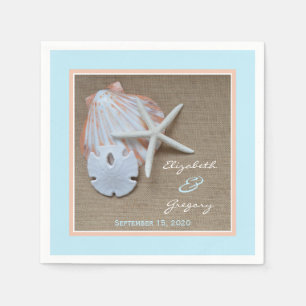 Serviette En Papier Plage et Burlap Mariage Papier Napkins