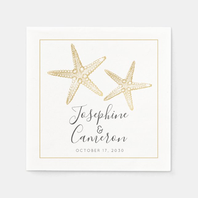 Serviette En Papier Plage Gold Starfish (Devant)