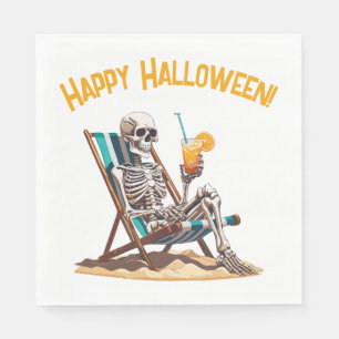 Serviette En Papier Plage Lounge Squelette Halloween