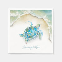 Plage Mariage serviettes Tortue de mer